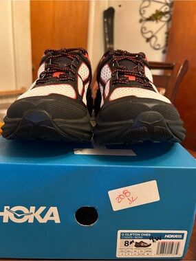 Hoka Men's Athletic Shoes - Black & White with Red Accents